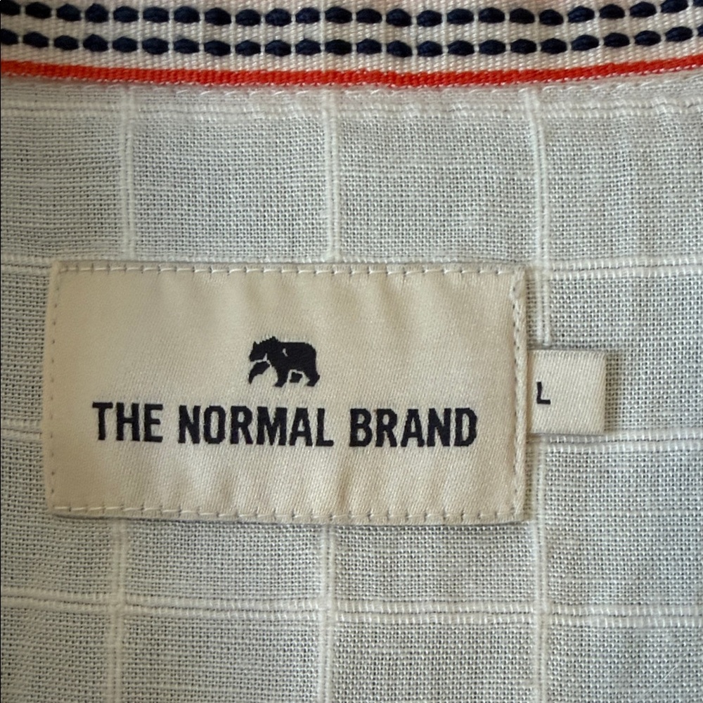 The Normal Brand  Freshwater Camp Shirt Mens L Oasis Ivory Summer Linen/Viscose - Picture 2 of 12